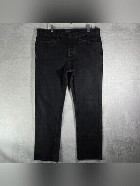 Triple Aught Design Denim Jeans Mens Size 38x32 Tapered Fit Black Button Fly
